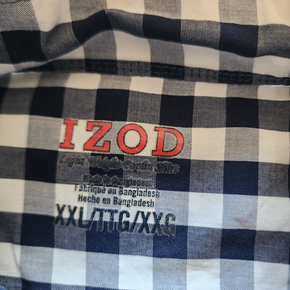 IZOD lightweight poplin short sleeves checkered shirt, plus size XXL - Picture 4 of 9